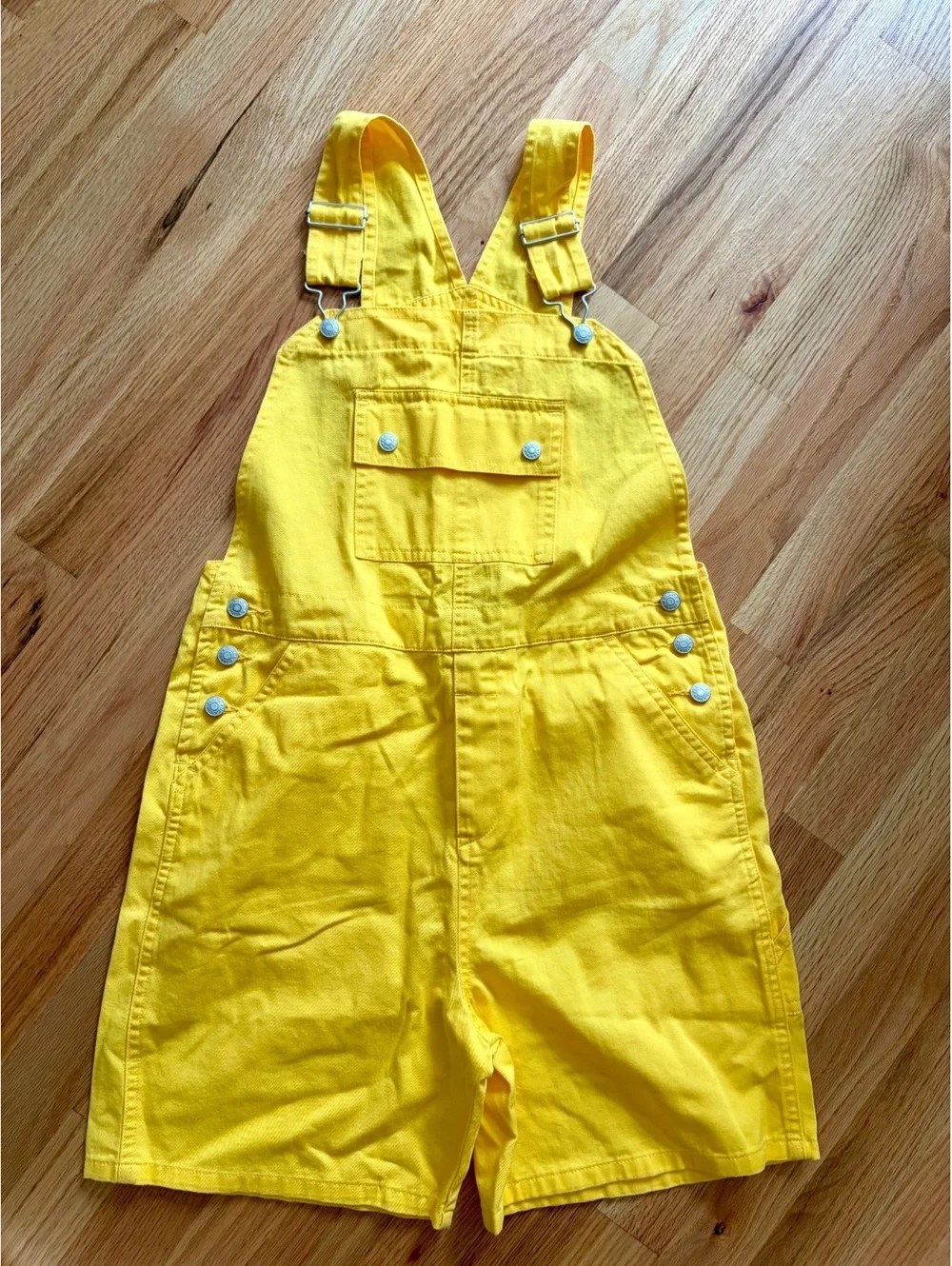 Vintage Y2K The Children’s Place Yellow Denim Shortalls Overalls Girls 12 NWT
